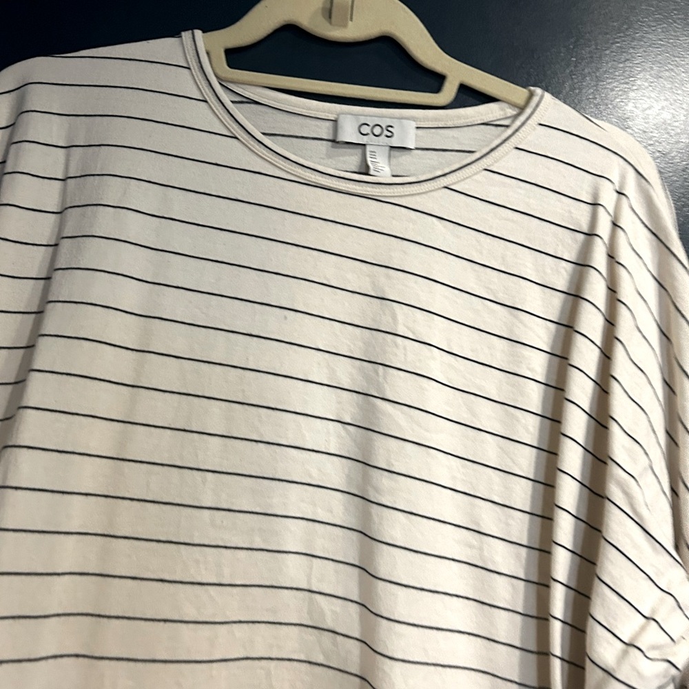 COS Striped Oversized Top Dress 3/4 Sleeve
